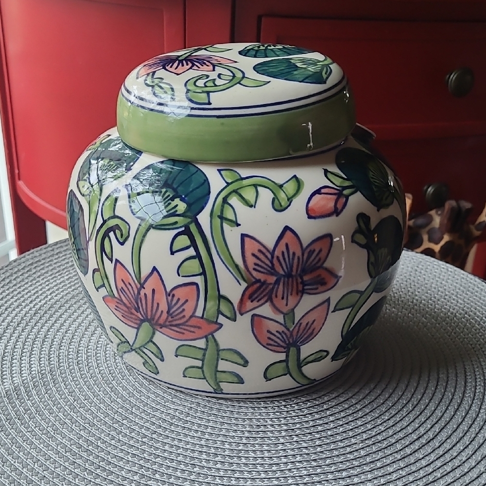 Floral Ceramic Ginger Jar